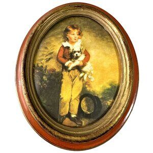 Vintage Italian Crafted Art Print Oval Frame Master Simpson Arthur Davis